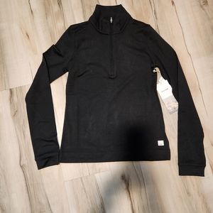 Vuori Halo Essential Half ZIP top, black Small Dream Knit